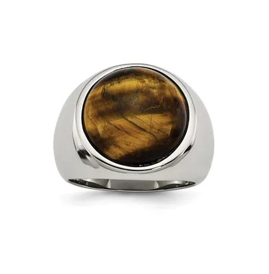Chisel Stainless Steel Polished Tiger's Eye Ring