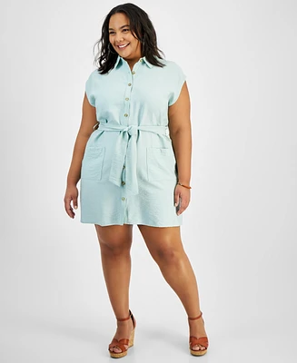 And Now This Trendy Plus Belted Dolman-Sleeve Shirtdress, Created for Macy's