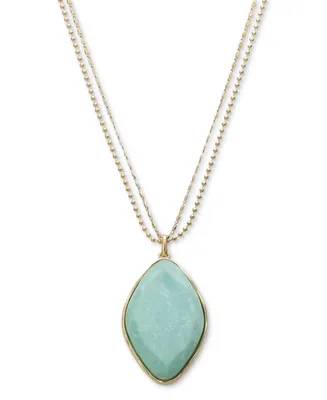 Style & Co Gold-Tone Stone Pendant Necklace, 38" + 3" extender, Created for Macy's