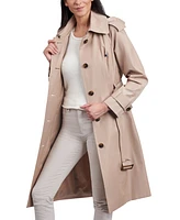 London Fog Women's Belted Hooded Water-Resistant Trench Coat