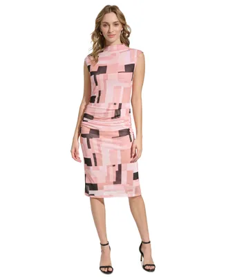 Calvin Klein Women's Printed Mesh Sleeveless Dress