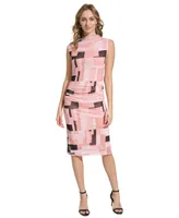 Calvin Klein Women's Printed Mesh Sleeveless Dress