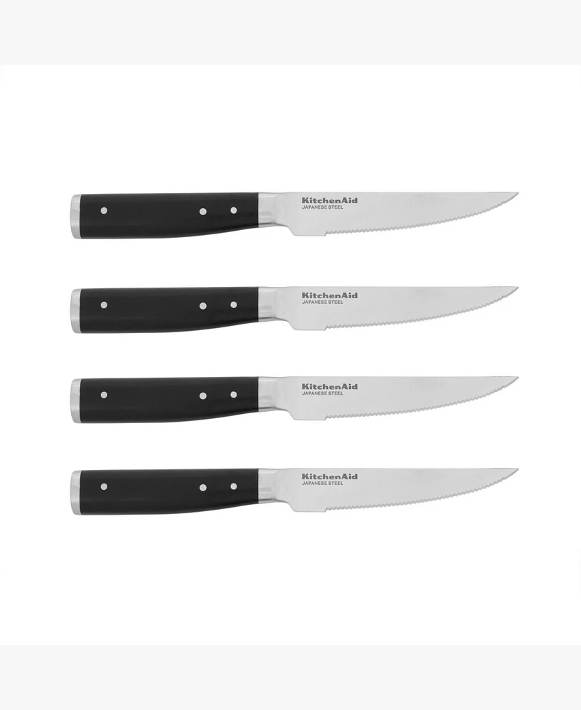 KitchenAid Japanese Steel Gourmet 4 Piece Forged Triple Rivet 4.5" Steak Knife Set