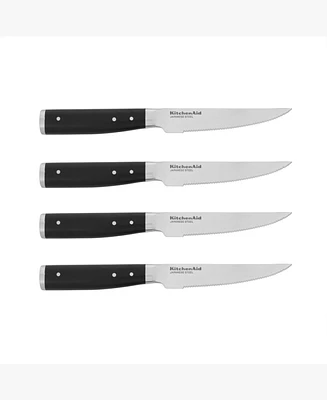 KitchenAid Japanese Steel Gourmet 4 Piece Forged Triple Rivet 4.5" Steak Knife Set