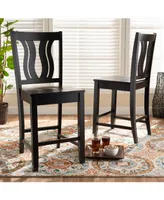 Baxton Studio Fenton Modern and Contemporary Transitional 2-Piece Finished Wood Counter Stool Set