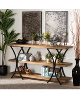 Baxton Studio Terrell Modern 59.8" Rustic and Industrial Finished Wood and Finished Metal Console Table