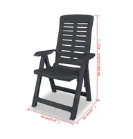 Reclining Patio Chairs 2 pcs Plastic Anthracite