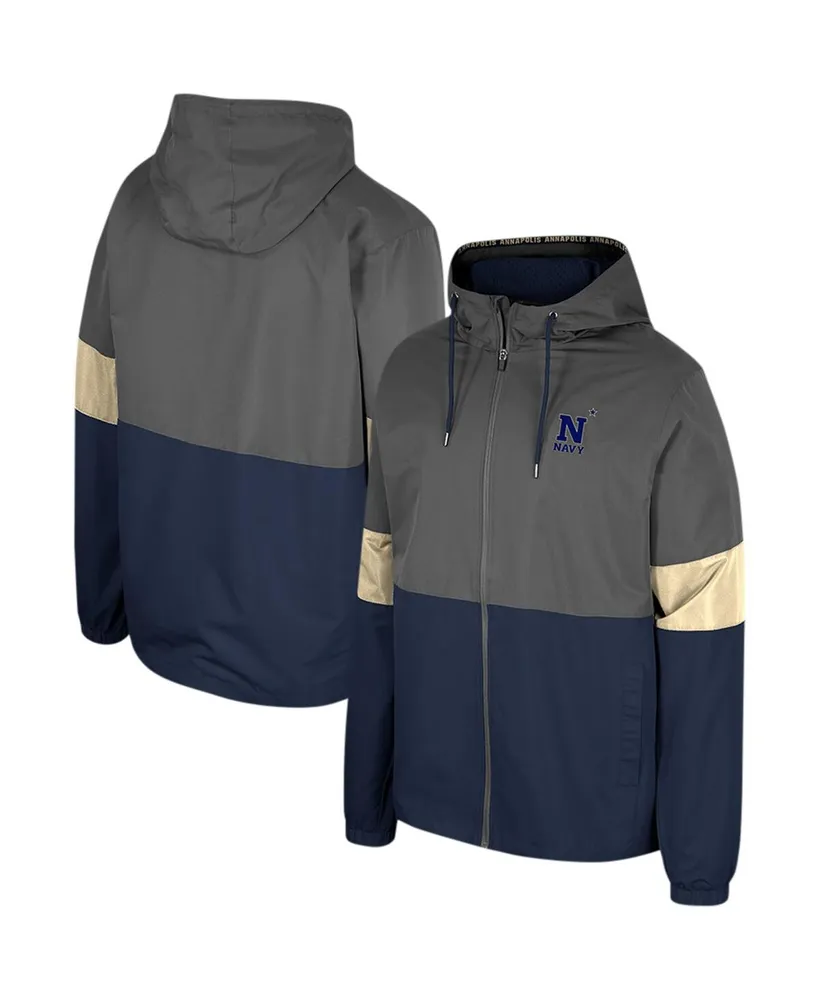 Men's Colosseum Charcoal Navy Midshipmen Miles Full-Zip Hoodie Jacket