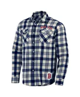 Men's Darius Rucker Collection by Fanatics Navy Boston Red Sox Plaid Flannel Button-Up Shirt