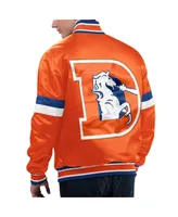 Men's Starter Orange Distressed Denver Broncos Gridiron Classics Home Game Satin Full-Snap Varsity Jacket