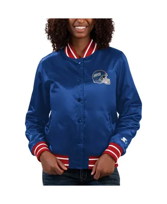 Women's Starter Royal New York Giants Full Count Satin Full-Snap Varsity Jacket