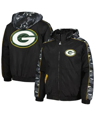 Men's Starter Black Green Bay Packers Thursday Night Gridiron Full-Zip Hoodie Jacket