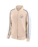 Women's Fanatics Tan Pittsburgh Steelers Lounge Full-Snap Varsity Jacket