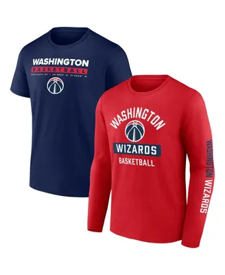 Men's Fanatics Navy, Red Washington Wizards Two-Pack Just Net T-shirt Combo Set