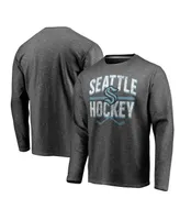 Men's Fanatics Gray Distressed Seattle Kraken Iced Out Long Sleeve T-shirt