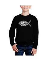 John 3:16 Fish Symbol - Big Boy's Word Art Crewneck Sweatshirt