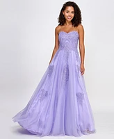 Say Yes Juniors' Strapless Embellished Ballgown, Created for Macy's