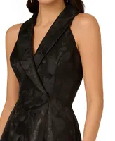 Adrianna Papell Women's Metallic Jacquard Tuxedo Dress