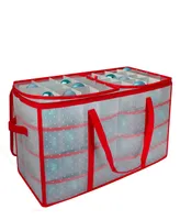 Northlight 26.25" Transparent Zip Up Christmas Storage Box, Holds 128 Ornaments