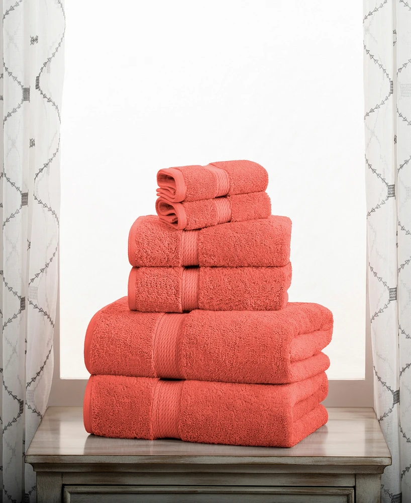 Superior Highly Absorbent 6 Piece Egyptian Cotton Ultra Plush Solid Assorted Bath Towel Set