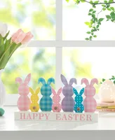 Glitzhome 11.75" L Easter Wooden Bunny Family Table Decor