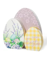 Glitzhome 7.75" H Easter Wooden Eggs Table Decor