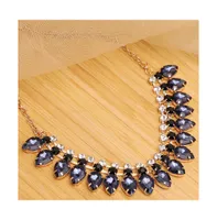 Sohi Women's Blue Teardrop Strand Necklace