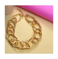 Sohi Women's Gold Metallic Chainlink Necklace