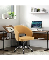 Upholstered Swivel Office Chair with Hollow Out Back