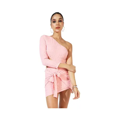 Campus Sutra Women's Pink Solid Cutout Dress