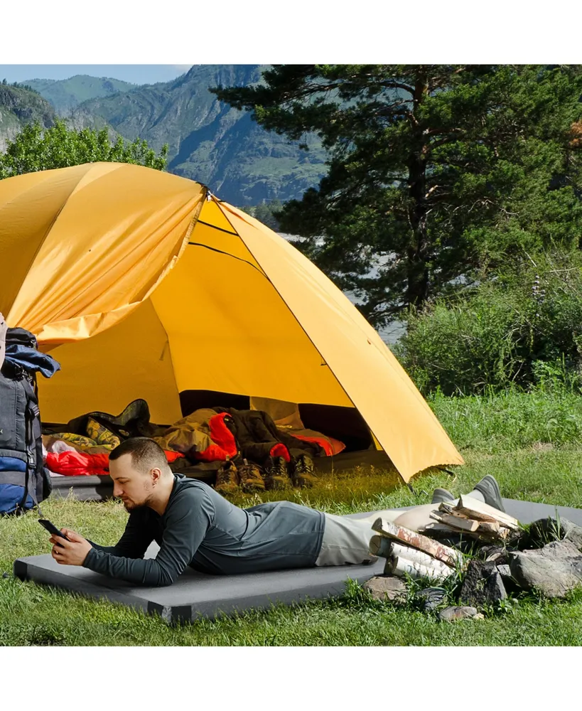 Outsunny Camping Mattress Pad with Dual-Foam Memory Foam Sleeping Pad, Gray