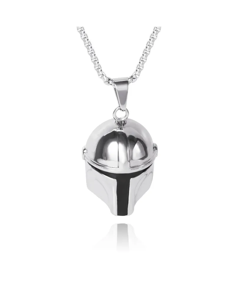 Star Wars Boba Fett Helmet Pendant Necklace, Stainless Steel, 22" Box Chain