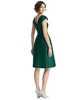 Womens Cap Sleeve Pleated Cocktail Dress with Pockets