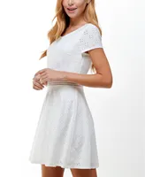 City Studios Juniors' Embroidered Eyelet Skater Dress