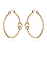 T Tahari Gold-Tone Thick Band Hoop Earrings