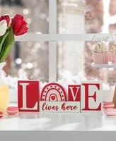 Glitzhome 4.25" H Valentine's Wooden Love Table Decor