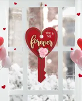 Glitzhome 14" H Valentine's Wooden Key-Shaped Door Hanger