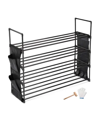 4 Tier Metal Shoe Rack Shelf 16 Pairs Free Standing Storage Organizer Holder Home Entryway