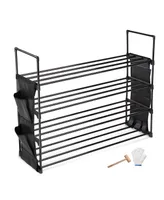 4 Tier Metal Shoe Rack Shelf 16 Pairs Free Standing Storage Organizer Holder Home Entryway