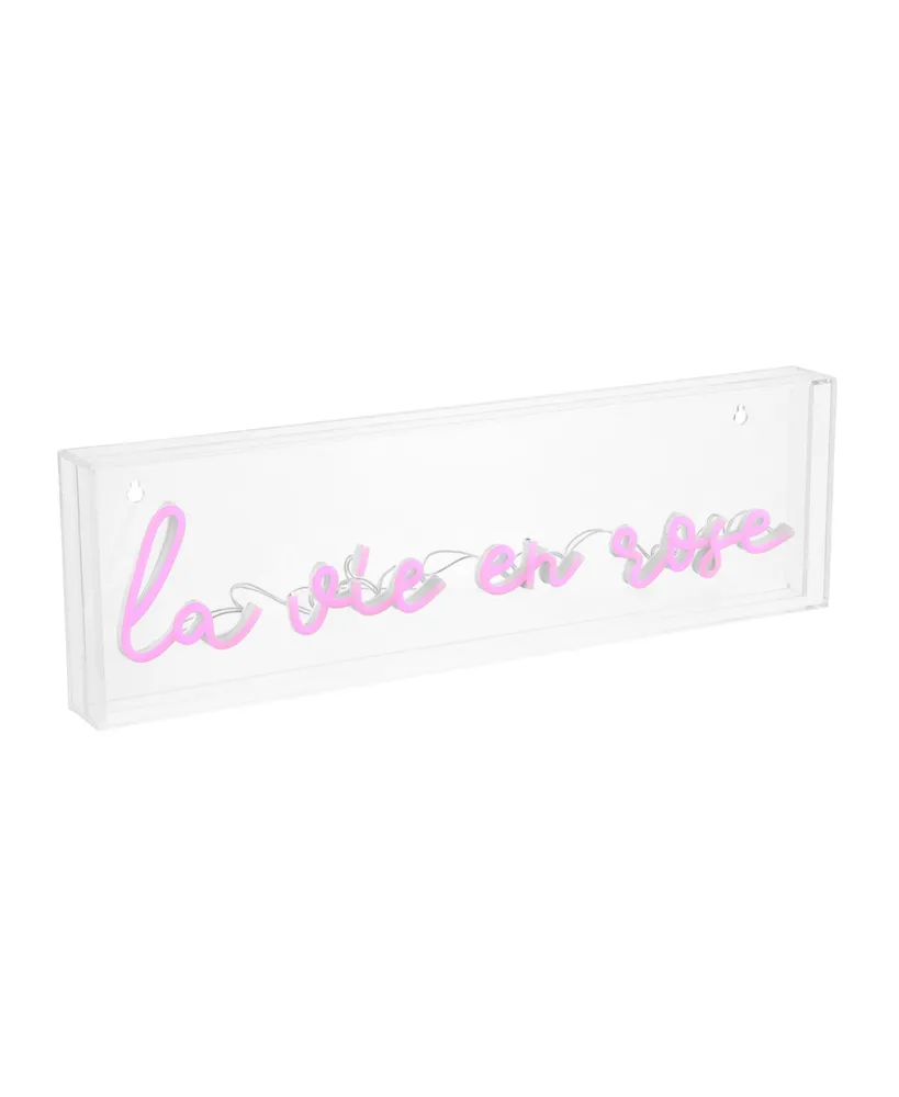 La Vie En Rose Contemporary Glam Acrylic Box Usb Operated Led Neon Light