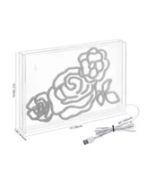 Jonathan Y Crowd Of Roses Contemporary Glam Acrylic Box Usb Operated Led Neon Light