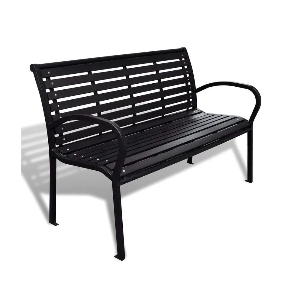 Patio Bench 49.2" Steel and Wpc Black