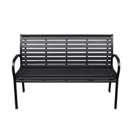 Patio Bench Black 45.7" Steel and Wpc