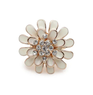 Sohi Women's White Enamel Flora Statement Ring