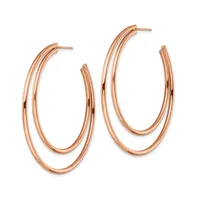 Chisel Stainless Steel Polished Rose Ip-plated Hoop Earrings