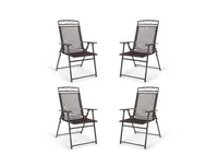 Set of 4 Patio Folding Sling Chairs Steel Camping Deck