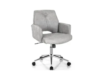 Adjustable Hollow Mid Back Leisure Office Chair with Armrest-Grey