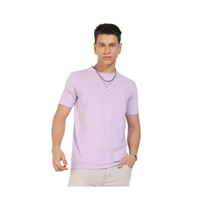 Campus Sutra Men's Lilac Basic Regular Fit T-Shirt