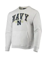 Men's League Collegiate Wear Heathered Gray Distressed Navy Midshipmen Upperclassman Pocket Pullover Sweatshirt