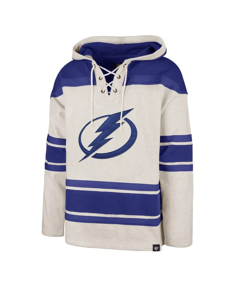 Men's '47 Brand Oatmeal Tampa Bay Lightning Rockaway Lace-Up Pullover Hoodie